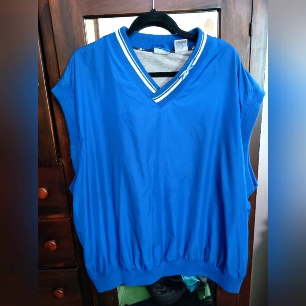 Reebok Blue V-Neck Mens wind breaker Vest_XXL